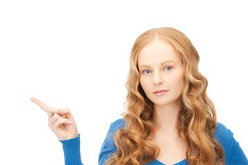 Image showing businesswoman pointing her finger