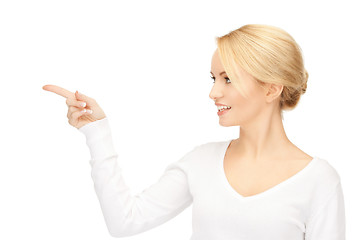 Image showing  businesswoman pointing her finger