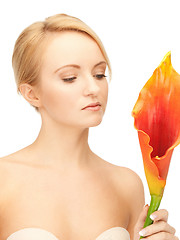 Image showing beautiful woman with calla flower