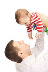 Image showing happy father with adorable baby