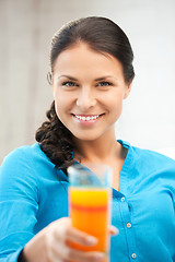 Image showing beautiful woman with glass of juice