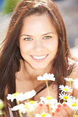 Image showing beautiful woman with flowers