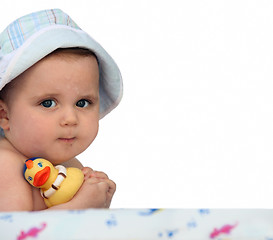 Image showing Baby with a rubber duck