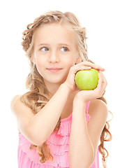 Image showing little girl with green apple