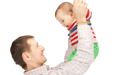 Image showing happy father with adorable baby
