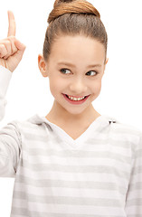 Image showing teenage girl with her finger up