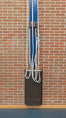 Image showing Ropes in an old school gym