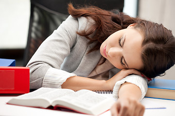 Image showing sleeping woman with book