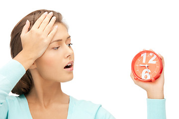 Image showing woman holding alarm clock