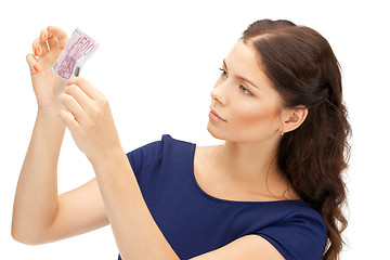 Image showing lovely woman with euro cash money