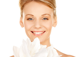 Image showing beautiful woman with madonna lily