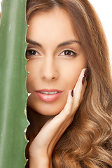 Image showing lovely woman with aloe vera