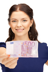 Image showing lovely woman with euro cash money