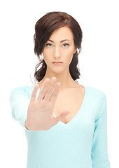 Image showing woman making stop gesture