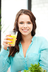 Image showing beautiful woman with glass of juice