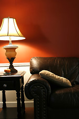 Image showing Lamp and the Couch - Vertical Shot