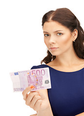 Image showing lovely woman with euro cash money