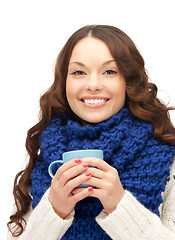 Image showing woman with blue mug