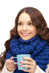 Image showing woman with blue mug