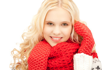Image showing beautiful woman in mittens