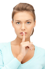 Image showing finger on lips