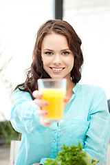 Image showing beautiful woman with glass of juice