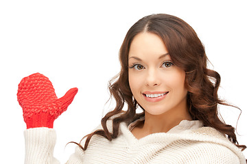 Image showing beautiful woman in white sweater