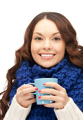 Image showing woman with blue mug