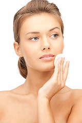 Image showing beautiful woman with cotton pad