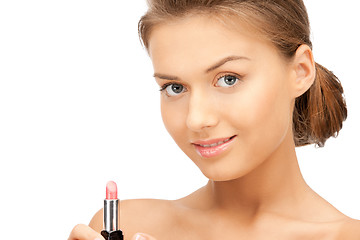 Image showing beautiful woman with lipstick