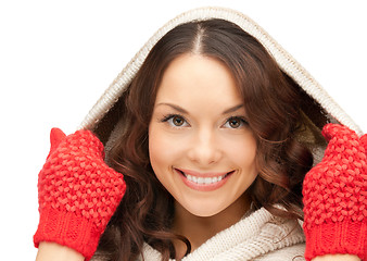 Image showing beautiful woman in white sweater