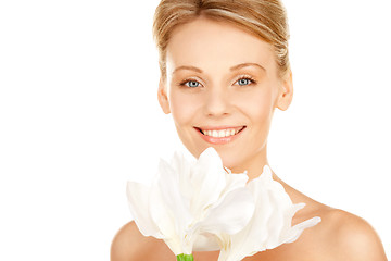 Image showing beautiful woman with madonna lily