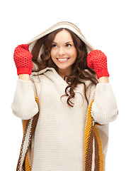 Image showing beautiful woman in white sweater