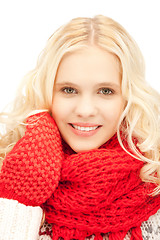 Image showing beautiful woman in mittens