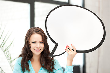 Image showing smiling woman with blank text bubble