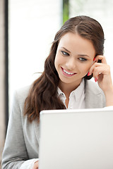 Image showing happy woman with laptop computer