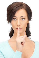 Image showing finger on lips