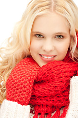 Image showing beautiful woman in mittens