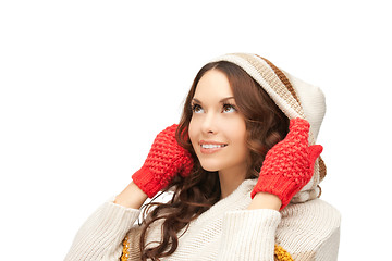 Image showing beautiful woman in white sweater