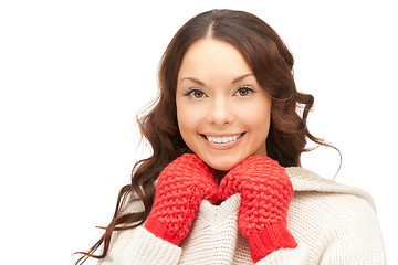 Image showing beautiful woman in white sweater