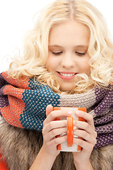 Image showing woman with red mug