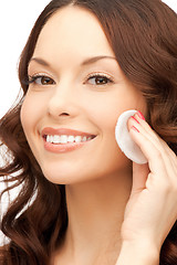 Image showing beautiful woman with cotton pad