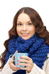 Image showing woman with blue mug