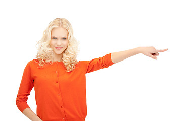 Image showing businesswoman pointing her finger