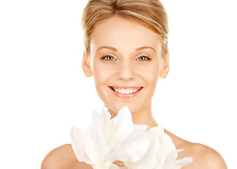 Image showing beautiful woman with madonna lily