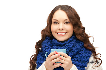 Image showing woman with blue mug