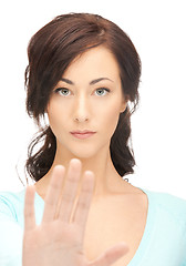 Image showing woman making stop gesture