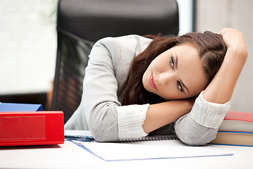 Image showing sleeping woman with book