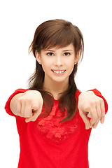 Image showing teenage girl pointing her finger