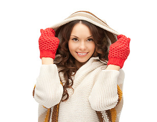 Image showing beautiful woman in white sweater